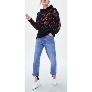 🔥ZARA - Gold Chains Printed Pullover Hoodie